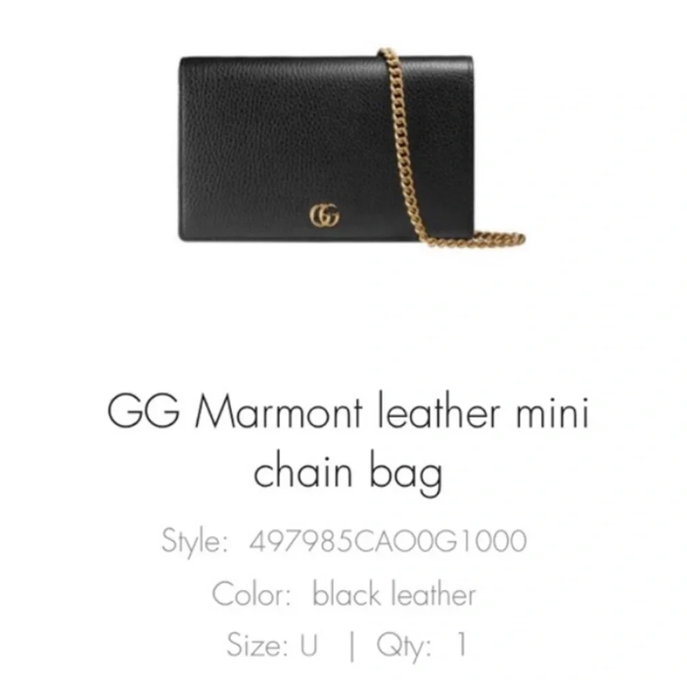 GUCCI GG Marmont Leather Mini Chain Bag - Picture 2 of 12